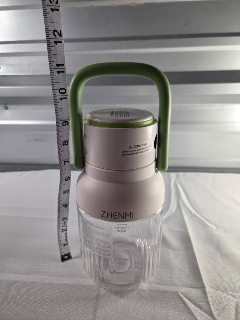 ZHENMI Portable Juicer Blender USB Rechargeable Smoothie Cup 1000mL Green NIP - Picture 2 of 2